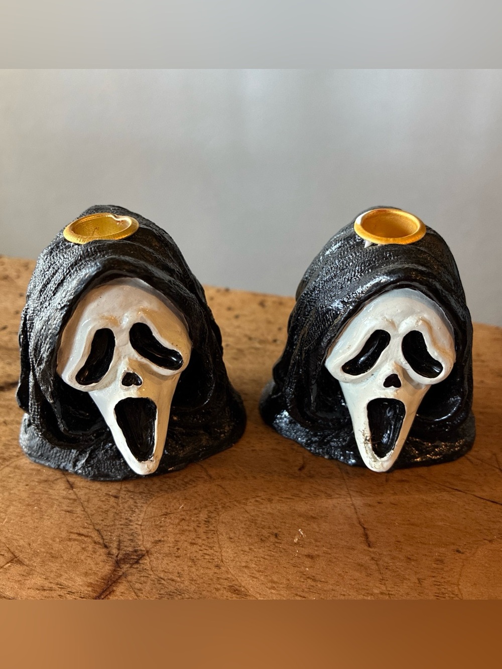 Scream Mask Ceramic Candle Holders - Black & White